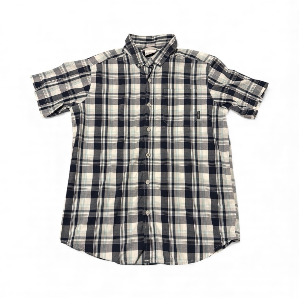 Columbia Men's Blue and White Plaid Button Down Shirt